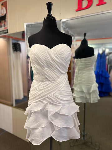 A11 White Strapless ruffle dress