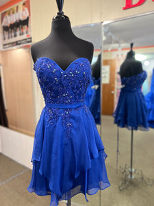 A12 Royal blue strapless dress