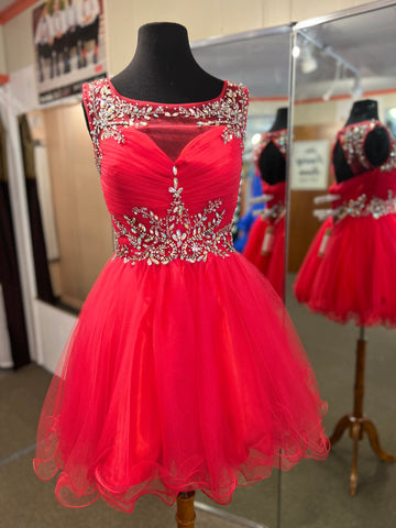 A30 Red tulle short dress