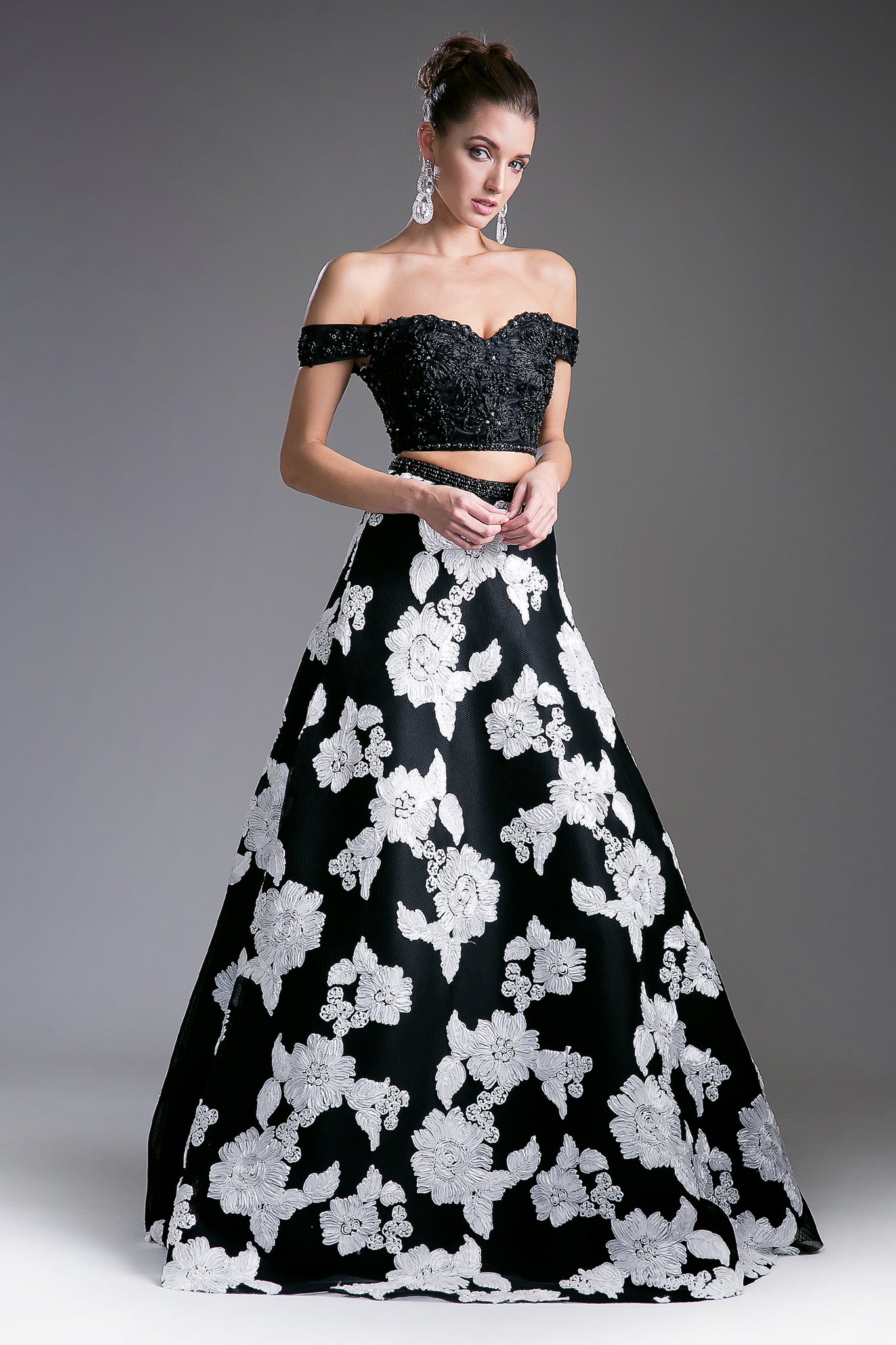 CY894525 -  Open Shoulder Flower Prom Dress