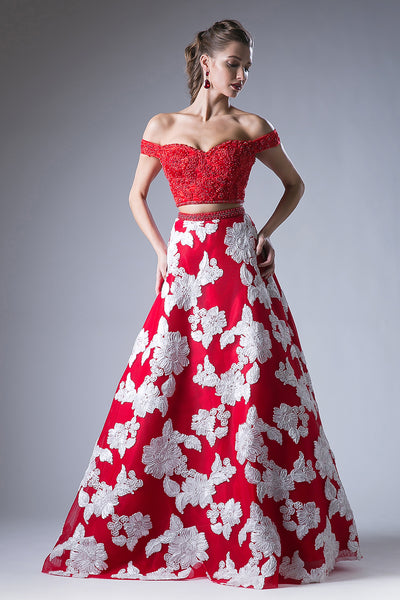 CY894525 -  Open Shoulder Flower Prom Dress