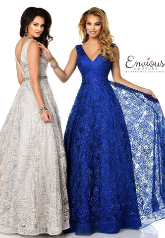 E123124 - Vintage Blue Prom Dress
