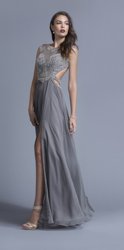 KAS205223 - Gray Vintage Prom Dress